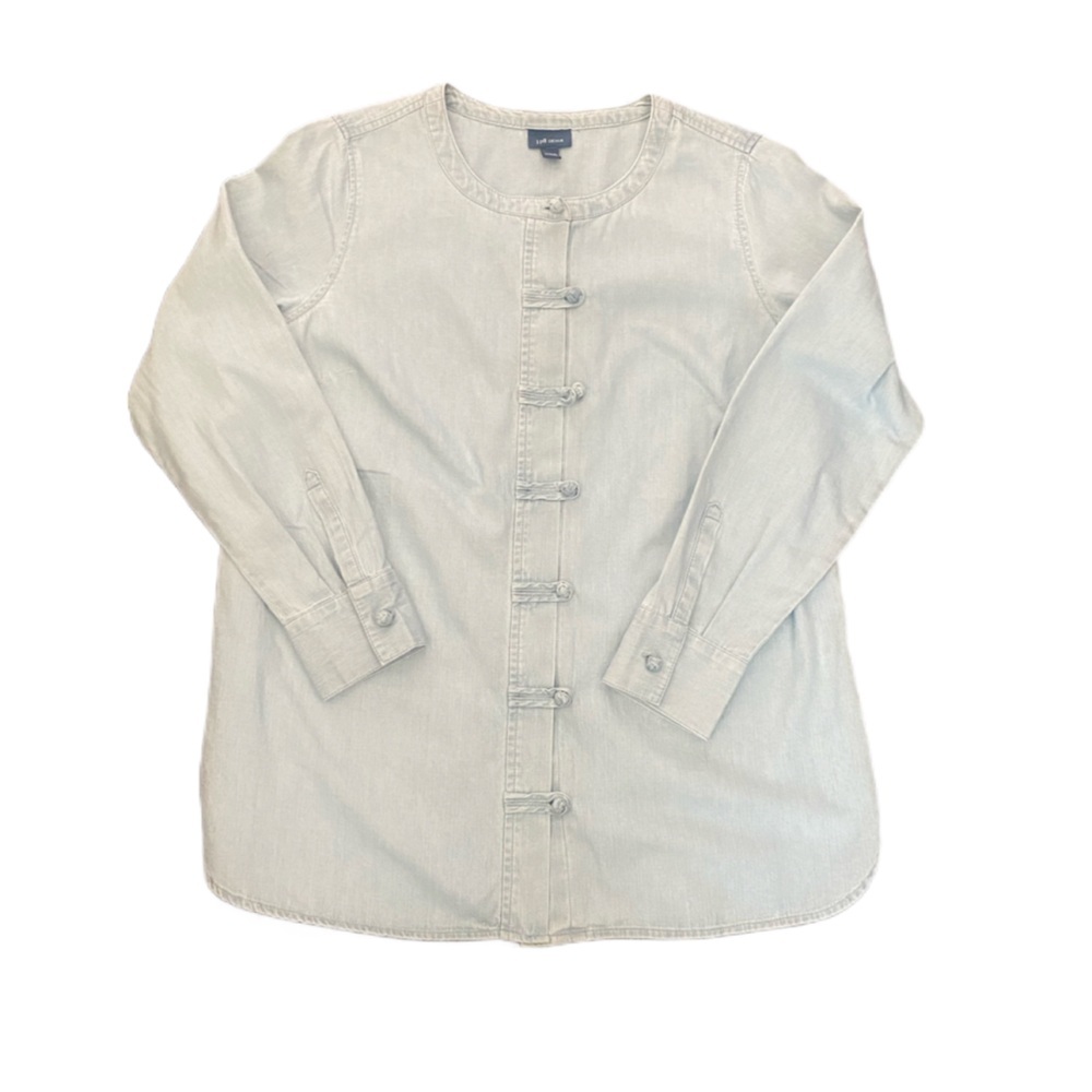 J Jill Denim Women’s 100% Cotton Lightweight Tunic Style Button Down Top Sz S